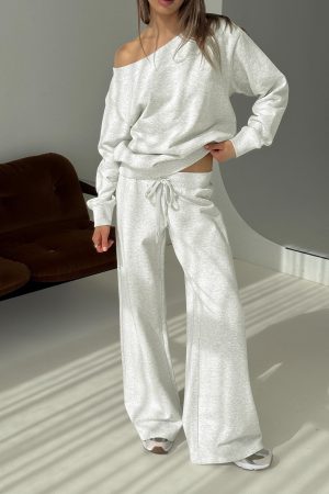 Dodie Wide Leg Pants Grey Marle