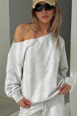 Wellness Off the Shoulder Jumper Grey Marle