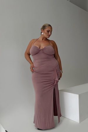 Destinations Maxi Dress Mauve Curve
