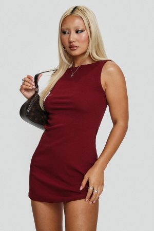 Zimmie Mini Dress Burgundy Tall