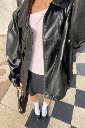Devija Faux Leather Jacket Black