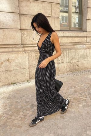 Nellie Maxi Dress Black Polka Dot