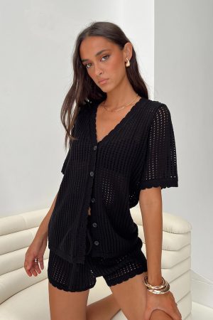 Beach Day Knit Set Black