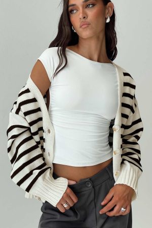 Karlson Striped Cardigan Cream / Black