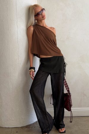 Margalo Sheer Layered Pants Black