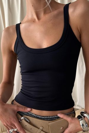 Kasper Cinched Longline Tank Top Black