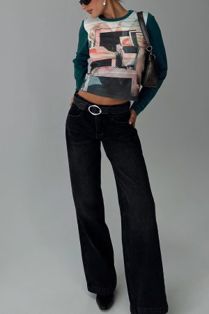 Anelli Low Rise Straight Leg Jeans Washed Black