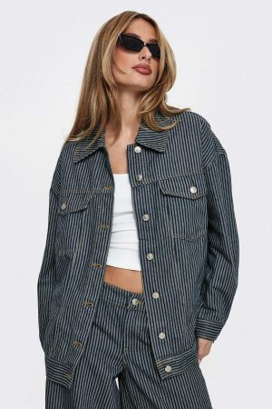 Actually Invested Jacket Denim Stripe