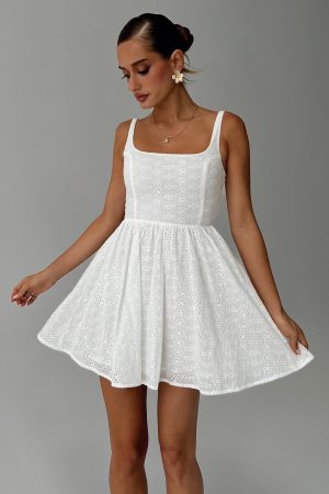 Cartmel Embroidered Mini Dress White
