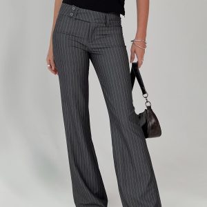 Kinkirk Flared Pants Grey Pinstripe Tall