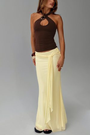 Caviar Tie Maxi Skirt Lemon