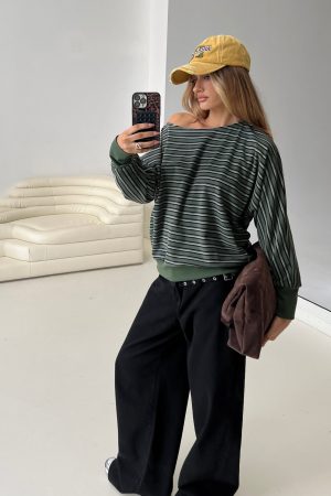 Zaylah Contrast Cuff Jumper Green