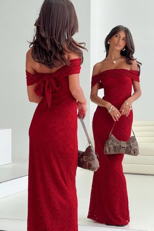 Allured Strapless Maxi Dress Burgundy