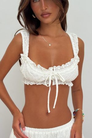 Midnight Sugar Micro Crop Top White