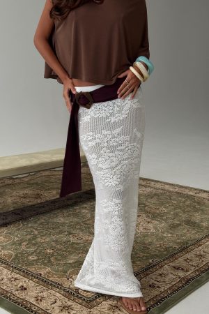 Opresia Crochet Maxi Skirt White