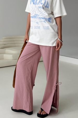 Jinxie Tie Side Pants Pink Gingham