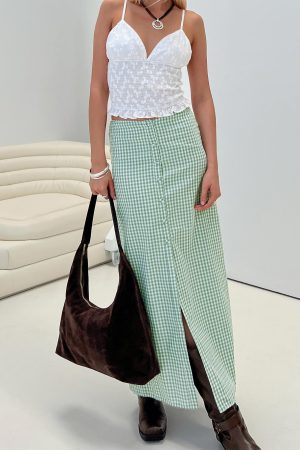 Macadamia Maxi Skirt Green / White