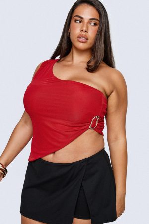 Machiatto One Shoulder Top Red Curve