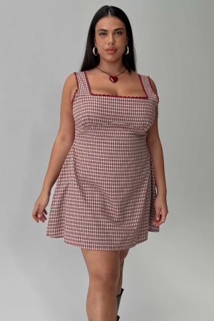 Dasha Mini Dress Red Check Curve