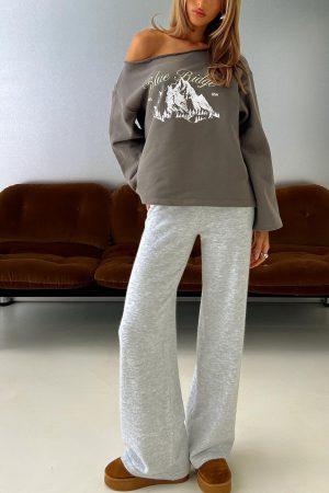 Bekki Wide Leg Knit Pant Grey Marle