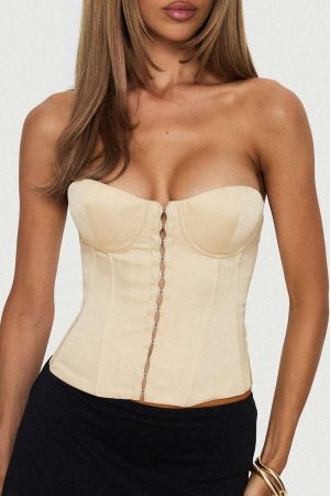 Afelia Strapless Corset Top Lemon