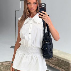 Nilufer Collared Playsuit White