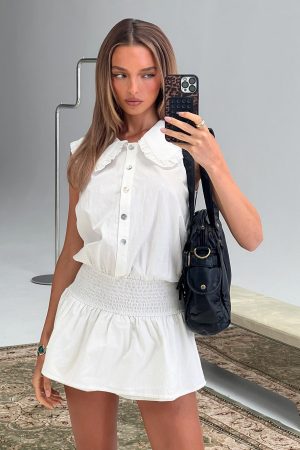 Nilufer Collared Playsuit White
