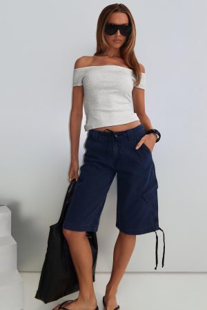 Apres Tie Waist Jorts Navy