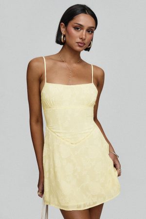 South Of France Mini Dress Yellow Petite