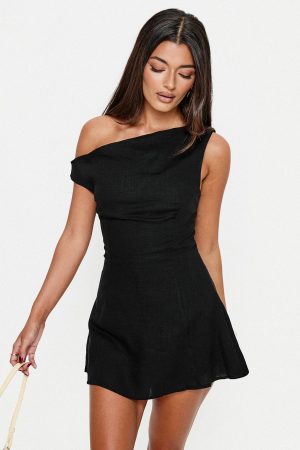 Anjela Off Shoulder Playsuit Black