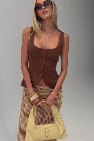 Spirito Vest Top Brown