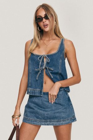 Stefenie Denim Skort Mid Wash Petite
