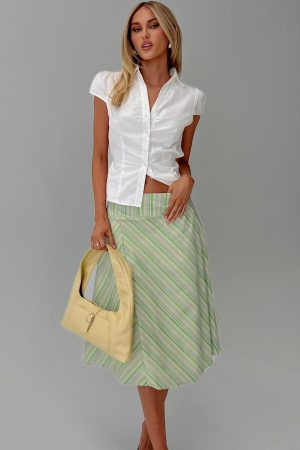 Vettie Midi Skirt Green Multi
