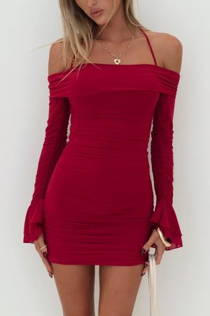 Taylon Off The Shoulder Mini Dress Red