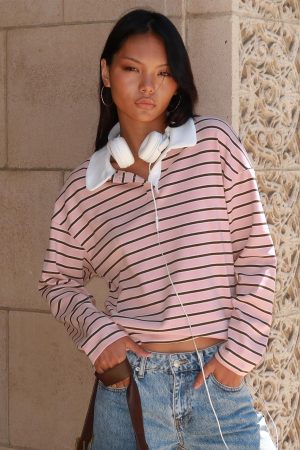 High Regard Collared Jersey Pink Stripe