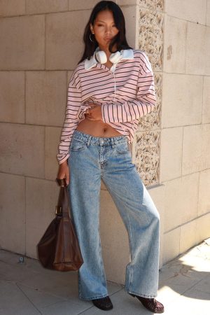 Shima Low Rise Straight Leg Jeans Light Wash