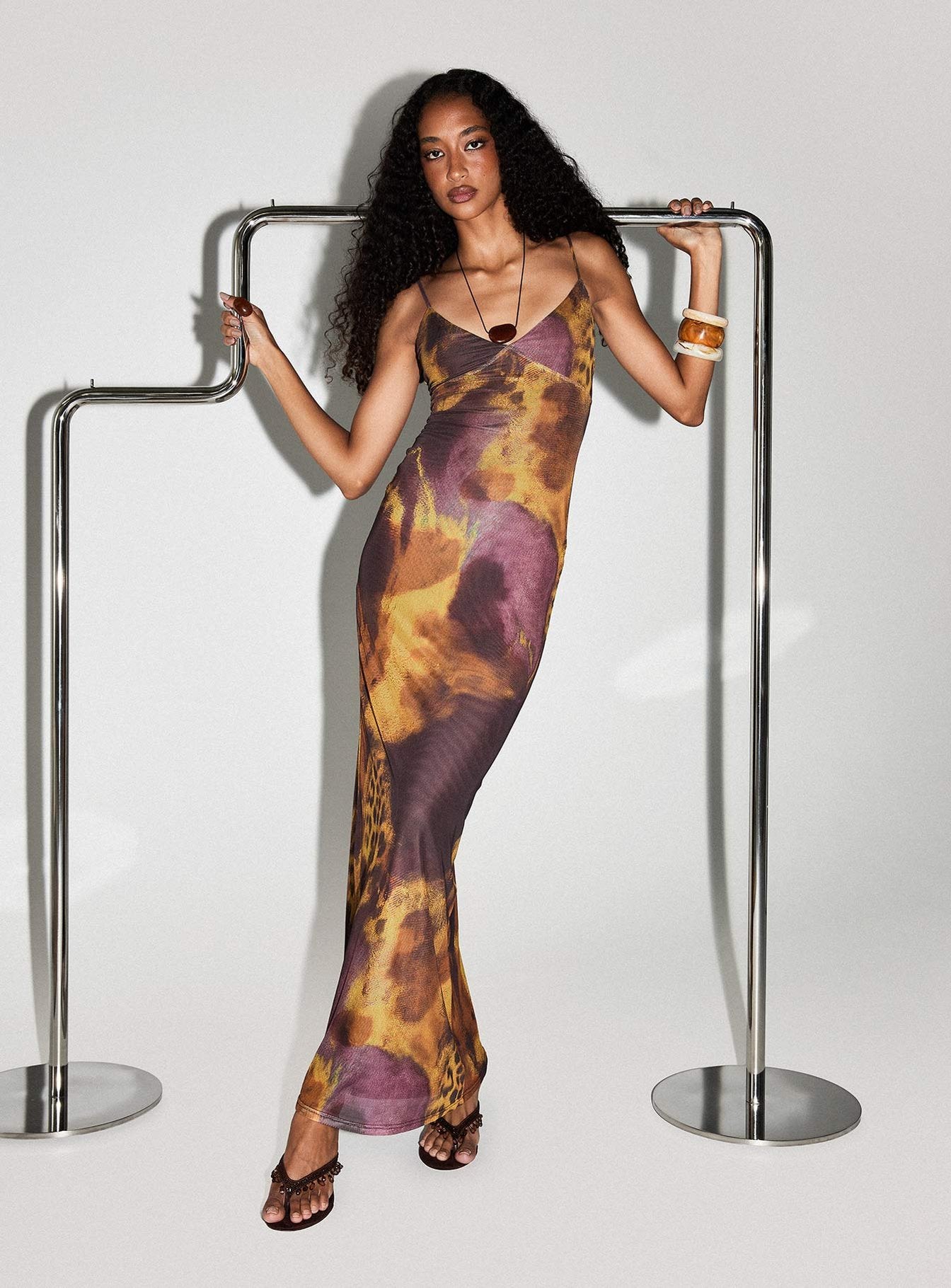 Saphrona V Neck Maxi Dress Leopard Blur - Image 9