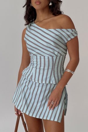 Gulliver Tie Side Mini Skort Blue / Maroon Stripe