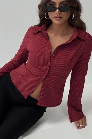Anni Pinstripe Shirt Red