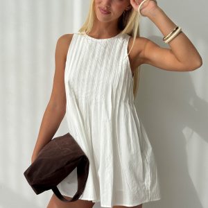 Dreamboat Pleated Mini Dress White