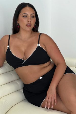 Slumber Jersey Sleep Bralette Black Curve