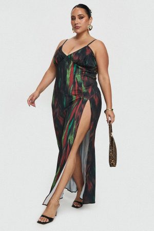 Feather Maxi Dress Multi Curve