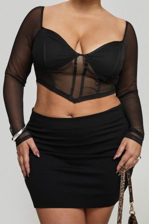 Karley Low Waist Mini Skirt Black Curve