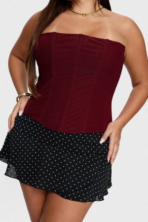 Sonsie Mini Skirt Black / White Polka Curve