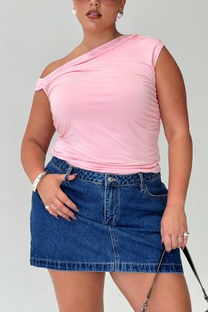 Nickei Denim Mini Skirt Mid Wash Curve