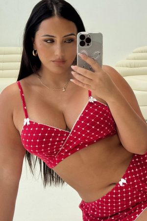 Slumber Pointelle Sleep Bralette Red Curve