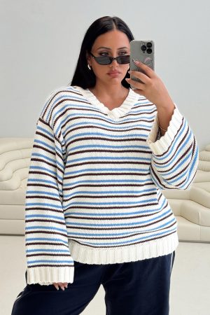 Karolyn Sweater Blue Stripe Curve