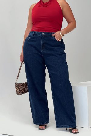 Britta Mid Rise Tapered Leg Jeans Dark Wash Curve