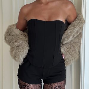 Louisah Corset Playsuit Black
