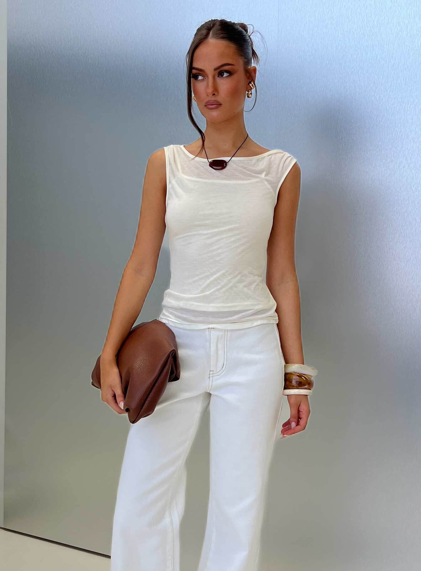 Skaia Layered Sheer Top Cream - Image 8